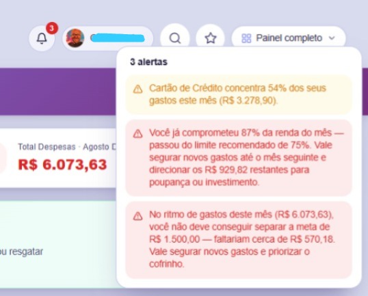 Alertas em tempo real